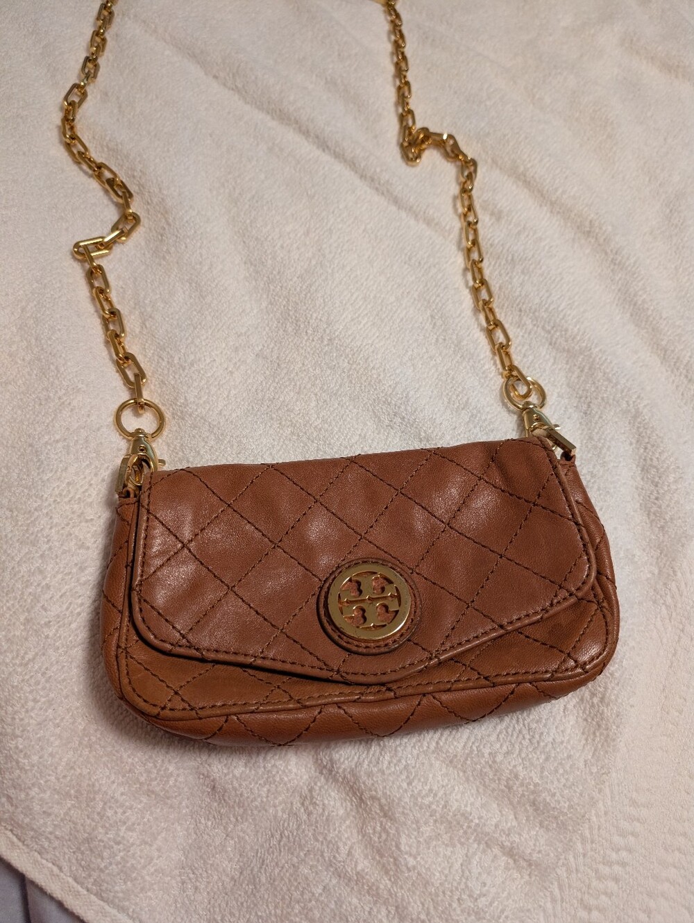 2 Tory Burch Metallic Gold Chain Shoulder Bag and Brown Quilted Bag Included.